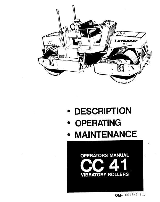 Dynapac Roller CC41 Operation Maintenance Manual PDF 1