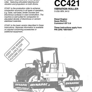 Dynapac Roller CC421 Operation Manual PDF 1