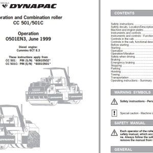 Dynapac Roller CC501C CC501 Operation Manual PDF 1