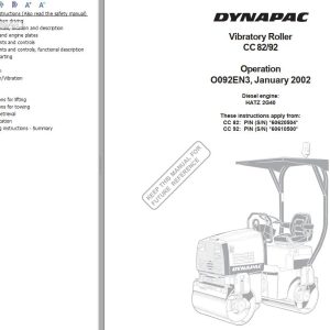 Dynapac Roller CC82 CC92 Operation Manual PDF 1