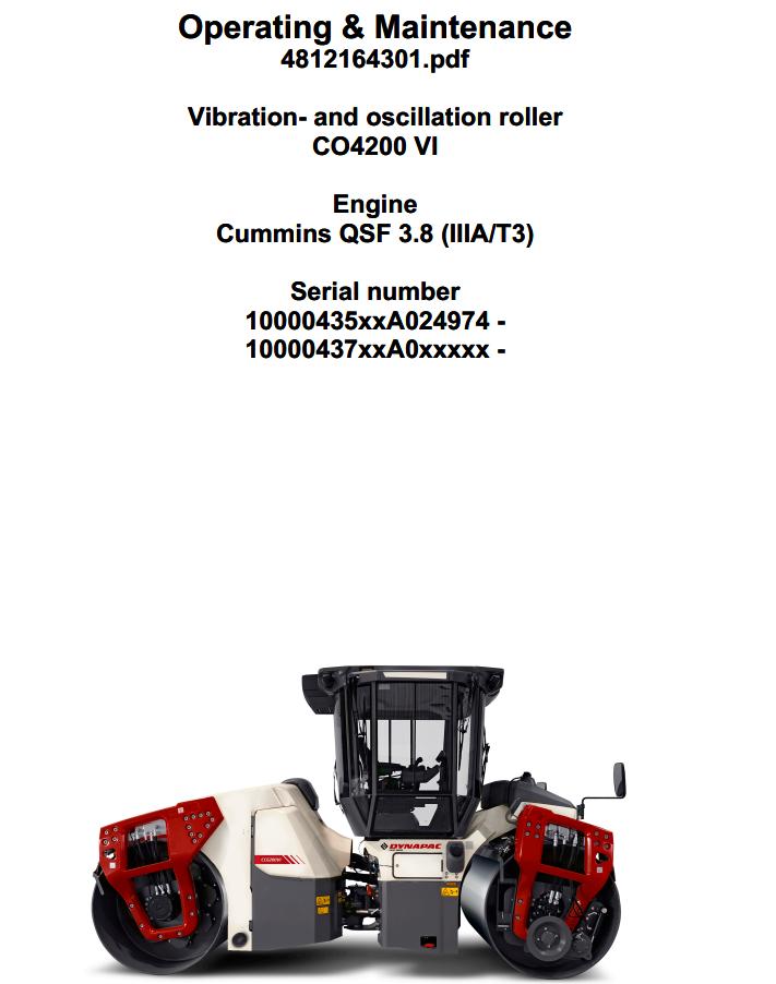 Dynapac Roller CO4200VI Operation Maintenance Manual PDF 1