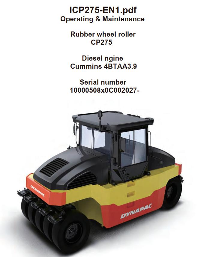 Dynapac Roller CP275 Operation Maintenance Manual PDF 1