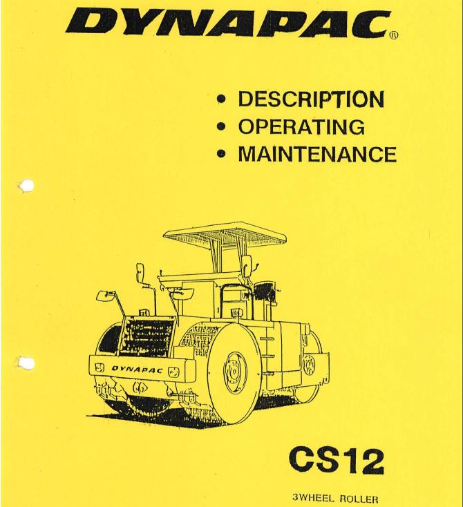 Dynapac Roller CS12 Operation Maintenance Manual PDF 1