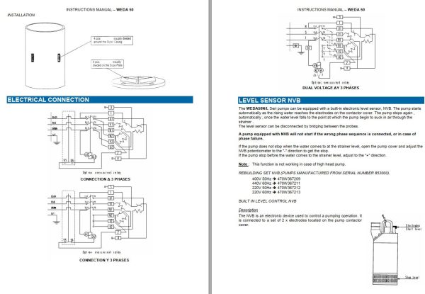 Dynapac Submersible Pumps WEDA10 to WP300 Instruction Spare Parts Catalogue 1