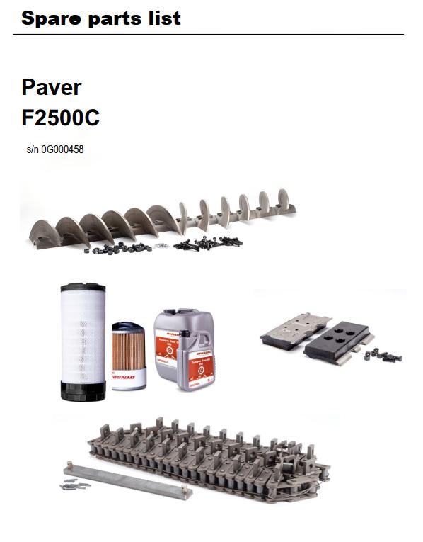Dynapac Tracked Paver F2500C Parts Catalogue PDF 1