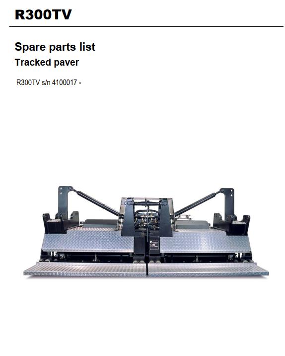 Dynapac Tracked Paver R300TV Spare Parts List PDF 1