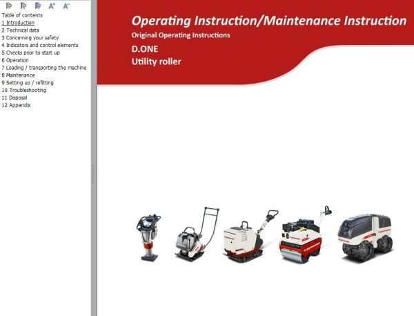 Dynapac Utility Roller D.ONE Parts Operation Maintenance Manual PDF 2