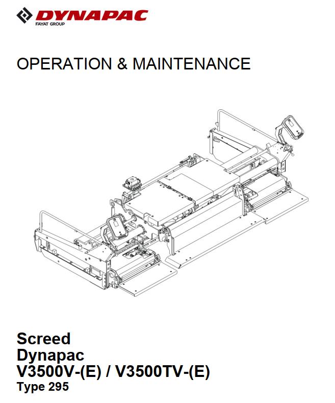 Dynapac V3500V E V3500TV E Operation Maintenance Manual PDF 1
