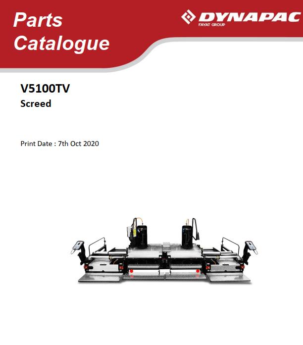 Dynapac V5100TV Parts Catalogue PDF 1