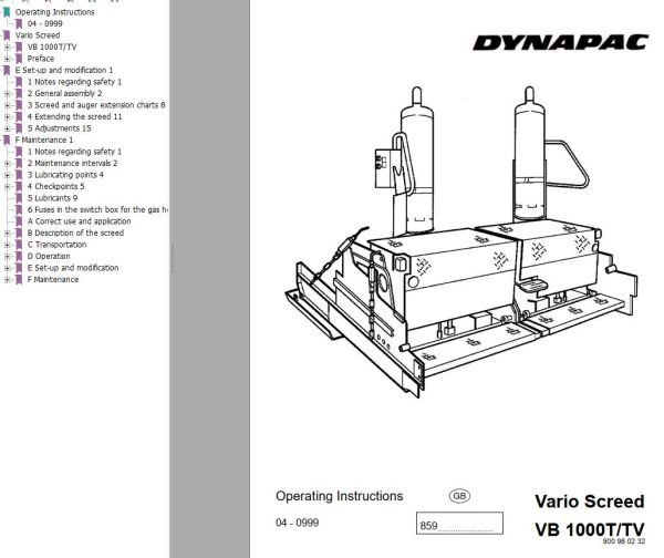 Dynapac VB1000T VB1000TV Operation Manual PDF 1