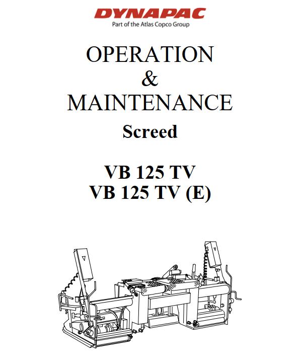 Dynapac VB125TV VB125TVE Operation Maintenance Manual PDF 1