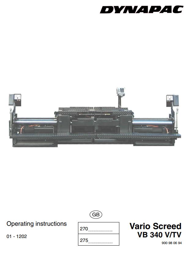 Dynapac VB340V VB340TV Operation Manual PDF 1