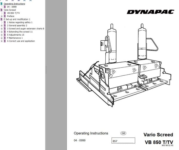 Dynapac VB850T VB850TV Operation Manual PDF 1
