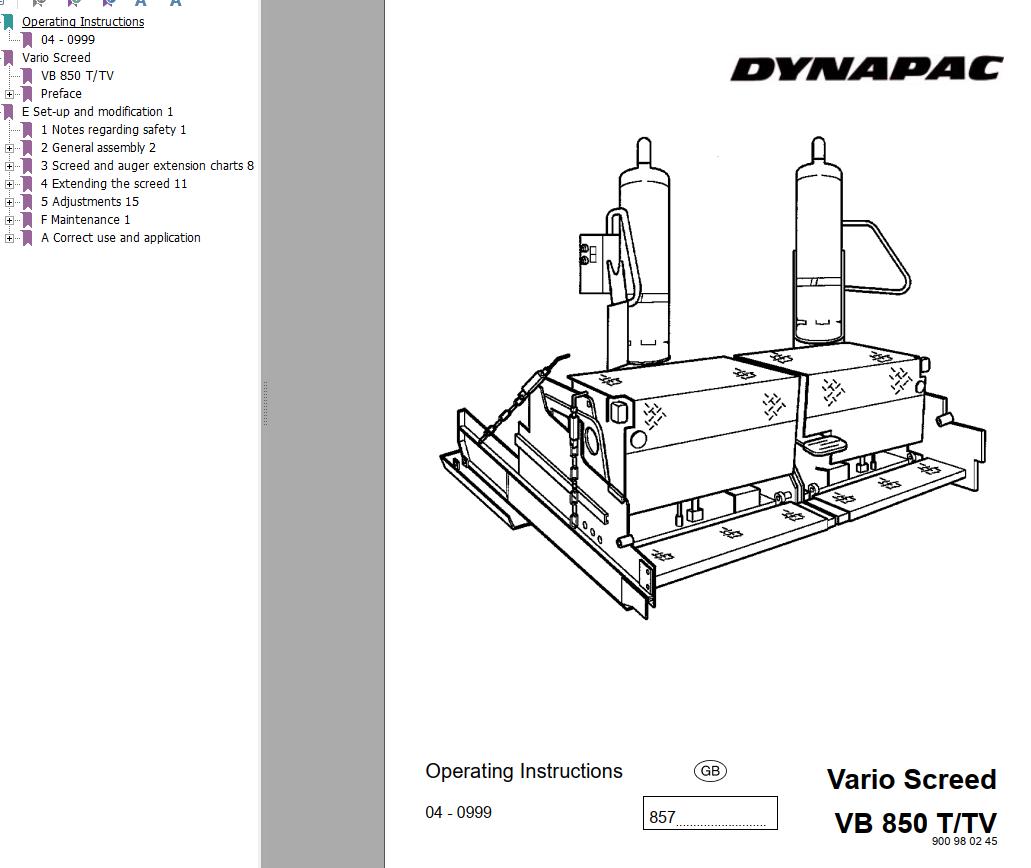Dynapac VB850T VB850TV Operation Manual PDF 1