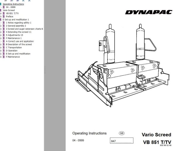 Dynapac VB851T VB851TV Operation Manual PDF 1