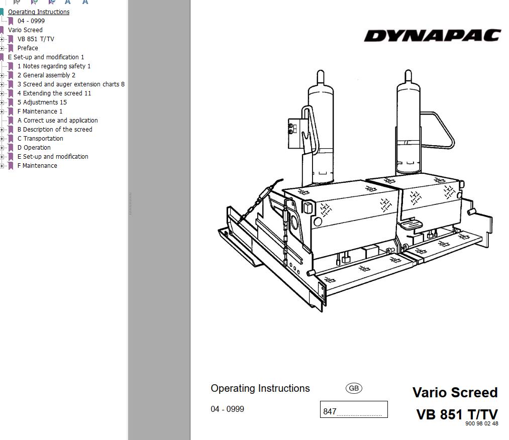 Dynapac VB851T VB851TV Operation Manual PDF 1