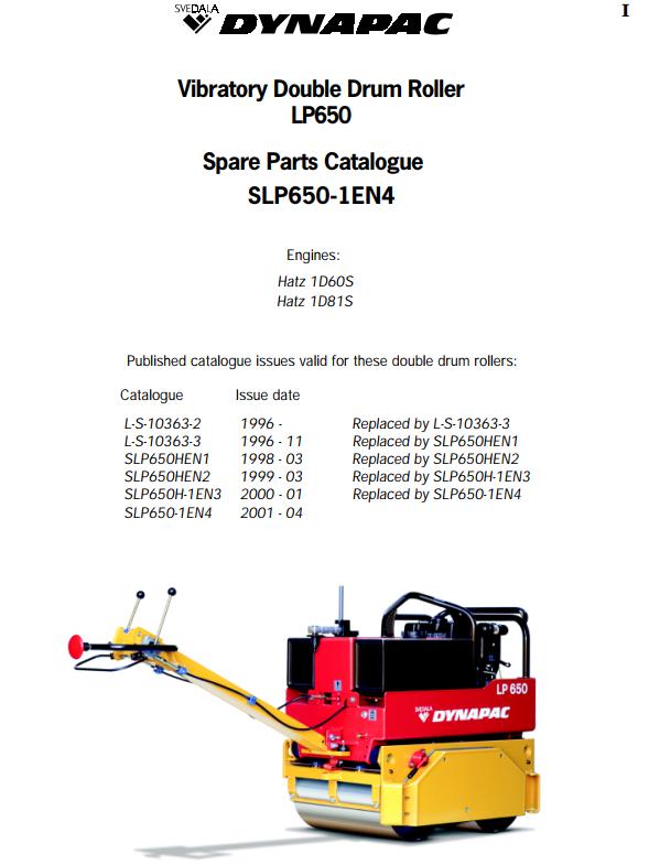 Dynapac Vibratory Double Drum Roller LP650 Parts Catalog PDF 1