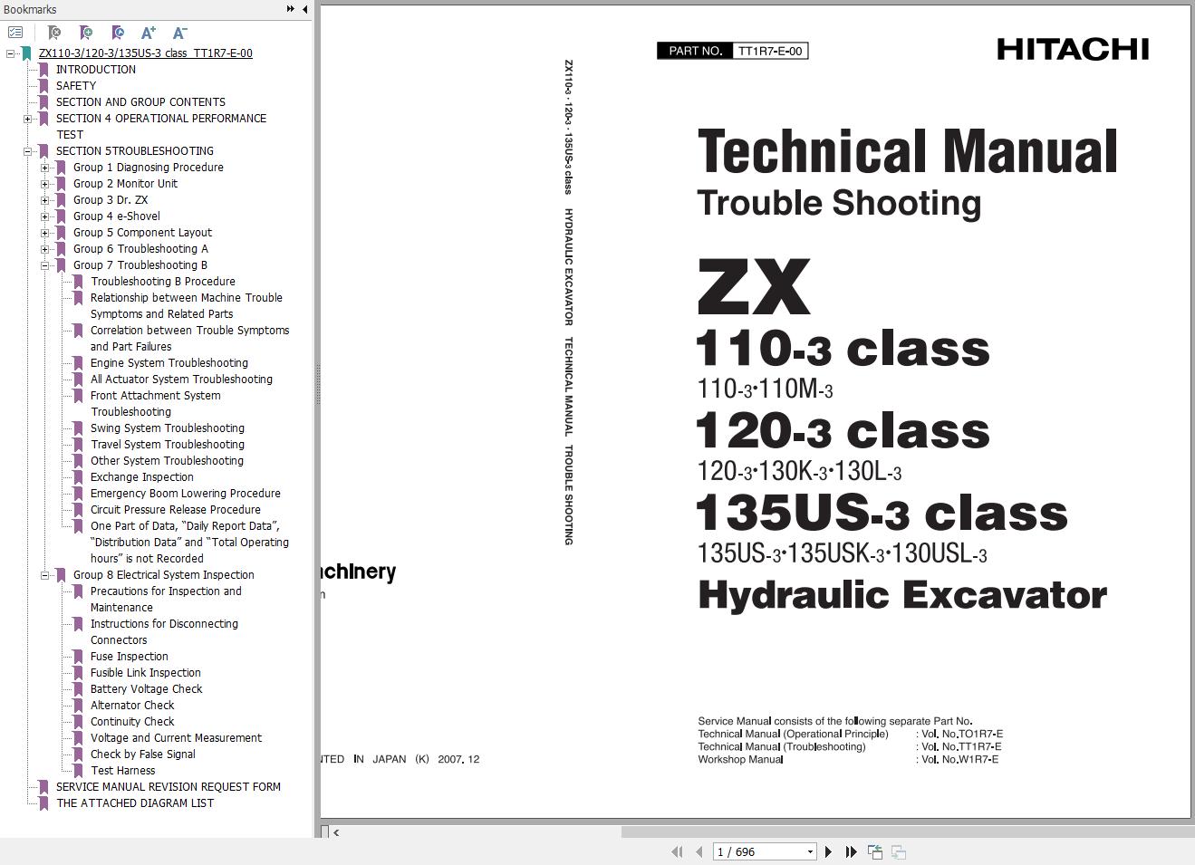Hitachi Excavator ZX110 3 ZX120 3 ZX135US 3 Technical Manual 1