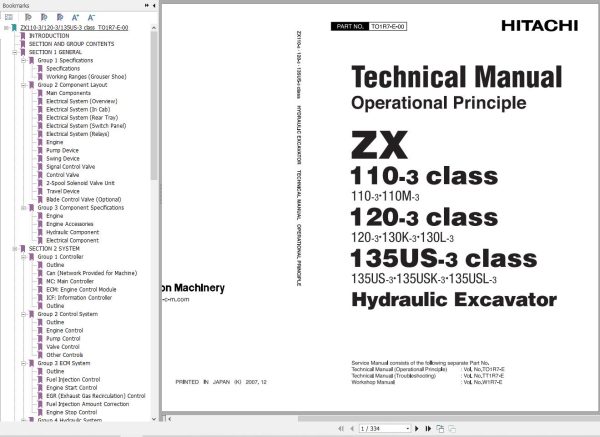 Hitachi Excavator ZX110 3 ZX120 3 ZX135US 3 Technical Manual 2