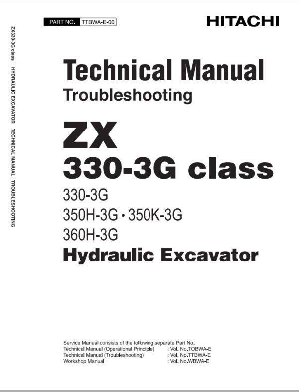 Hitachi Excavator ZX330 3G to ZX360H 3G Technical Manual 1
