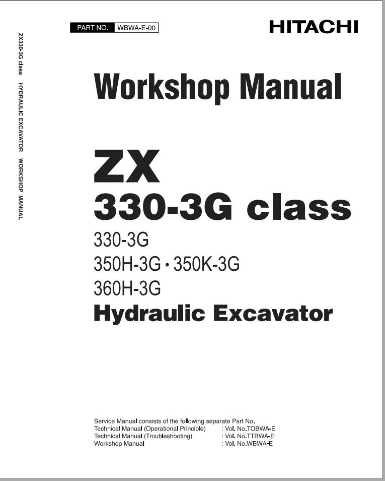 Hitachi Excavator ZX330 3G to ZX360H 3G Workshop Manual WBWA E 00 1