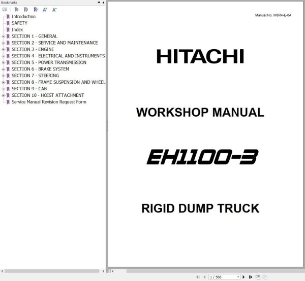Hitachi Rigid Dump Truck EH1100 3 Workshop Manual