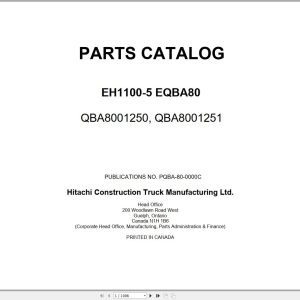 Hitachi Rigid Dump Truck EH1100 5 EQBA80 Parts Catalog