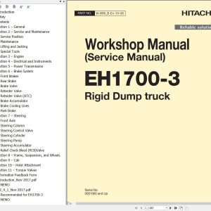 Hitachi Rigid Dump Truck EH1700 3 Workshop Manual