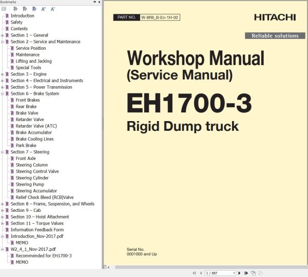 Hitachi Rigid Dump Truck EH1700 3 Workshop Manual