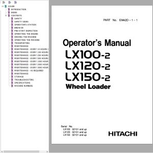 Hitachi Wheel Loader LX100 2 Operators Manual EM42D 1 1
