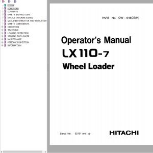 Hitachi Wheel Loader LX110 7 Operators Manual OW 648CEH
