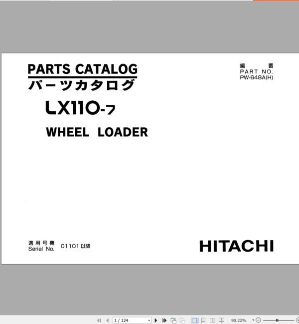 Hitachi Wheel Loader LX110 7 Parts Catalog PW 648AH EN JP