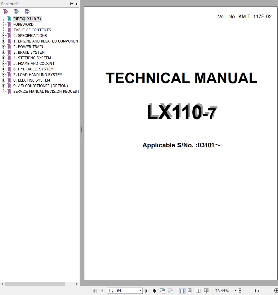 Hitachi Wheel Loader LX110 7 Technical Manual KM TL117E 02