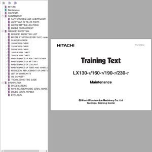 Hitachi Wheel Loader LX130 7 Training Text