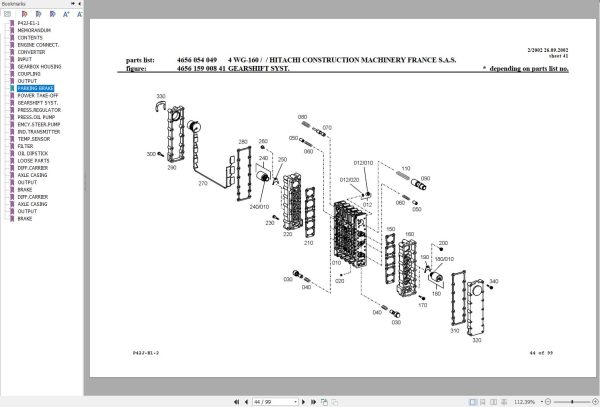 Hitachi Wheel Loader LX145E 2 Component Parts Catalog P42J E1 2 1
