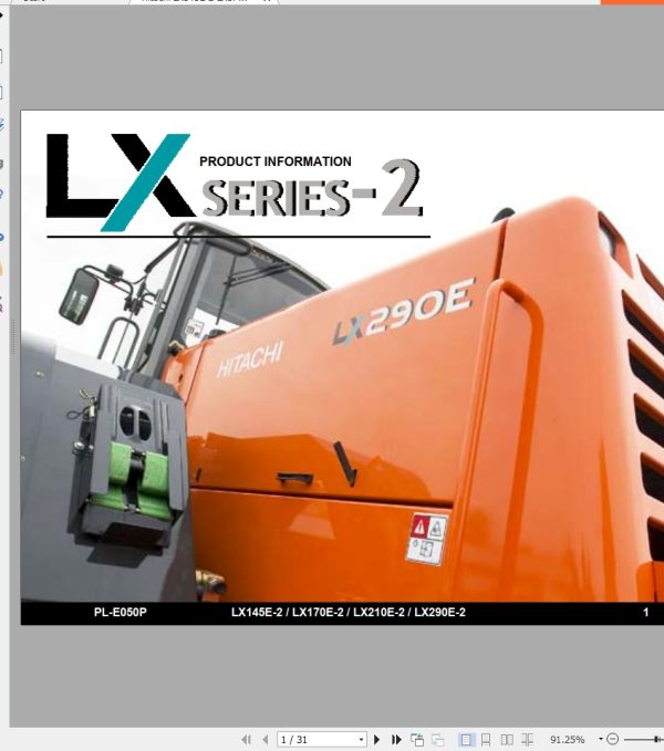 Hitachi Wheel Loader LX145E 2 LX170E 2 LX210E 2 LX290E 2 Product Information PL E050P
