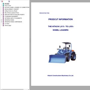 Hitachi Wheel Loader LX15 7 to LX50 7 Product Information