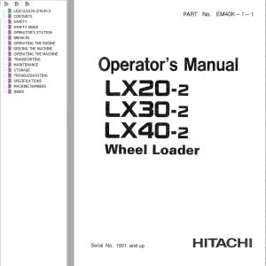 Hitachi Wheel Loader LX20 2 Operators Manual EM40K 1 1