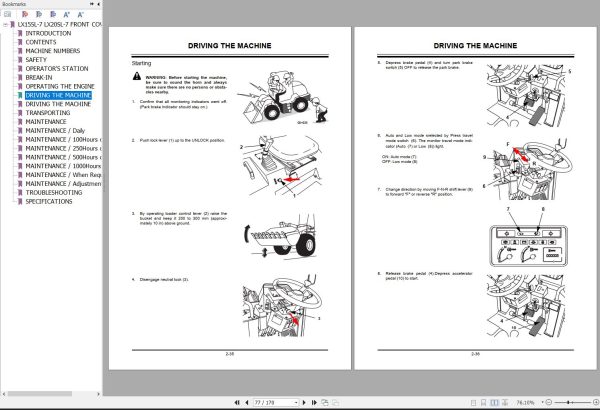 Hitachi Wheel Loader LX20SL 7 Operators Manual 301992 H01020 1