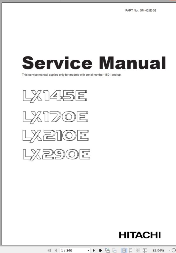 Hitachi Wheel Loader LX210E 2 Service Manual SM 42JE 02