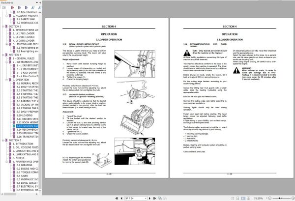Hitachi Wheel Loader LX210E Operators Manual EM42J EN1 1 1