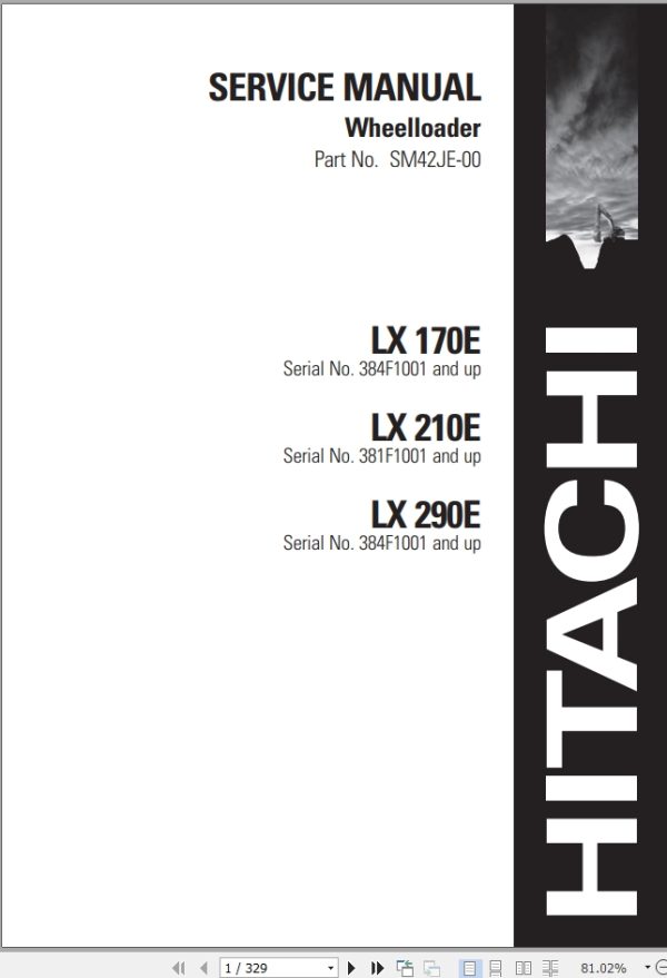 Hitachi Wheel Loader LX210E Service Manual