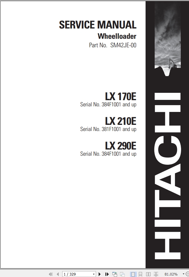 Hitachi Wheel Loader LX210E Service Manual