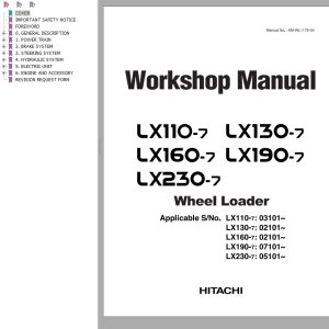 Hitachi Wheel Loader LX230 7 Workshop Manual KM WL117E 04