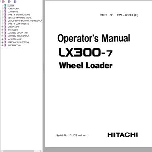 Hitachi Wheel Loader LX300 7 Operators Manual OW 682CEH