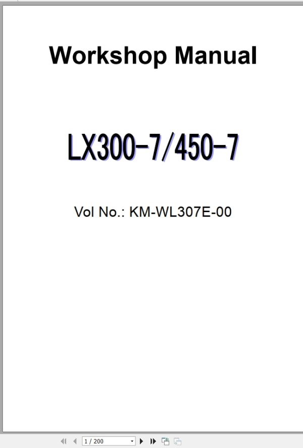 Hitachi Wheel Loader LX450 7 Workshop Manual KM WL307E 00