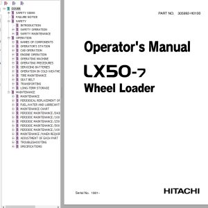 Hitachi Wheel Loader LX50 7 Operators Manual 305992 H0100