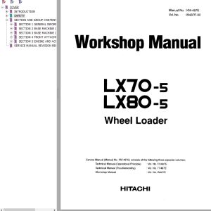 Hitachi Wheel Loader LX70 5 Workshop Manual W487E 00