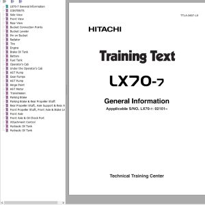 Hitachi Wheel Loader LX70 7 General Information TTLA 0607 LX