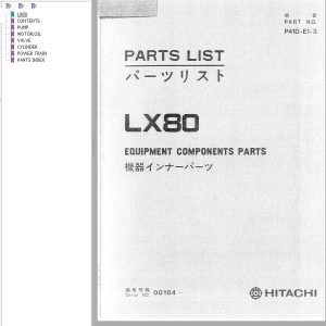 Hitachi Wheel Loader LX80 Equipment Components Parts List P41D E1 3 EN JP